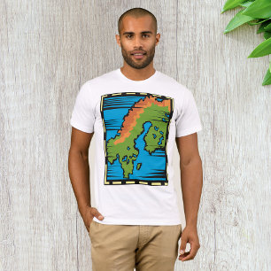Abstract Scandinavië kaart kunst T-shirt