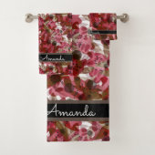 Abstract schattig mooi rood bloemen bloemontwerp bad handdoek (Insitu)