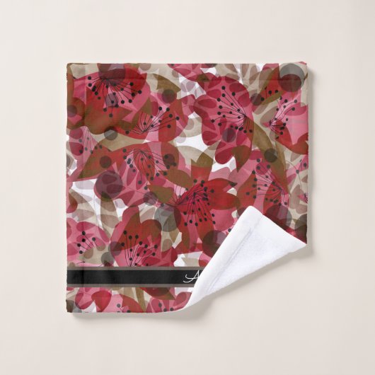 Abstract schattig mooi rood bloemen bloemontwerp bad handdoek (Wasdoekje)
