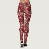 Abstract schattig mooi rood bloemen bloemontwerp leggings (Achterkant)