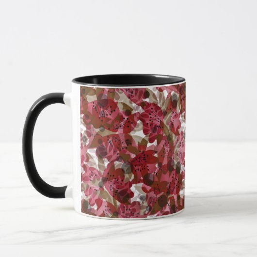 Abstract schattig mooi rood bloemen bloemontwerp mok (Links)