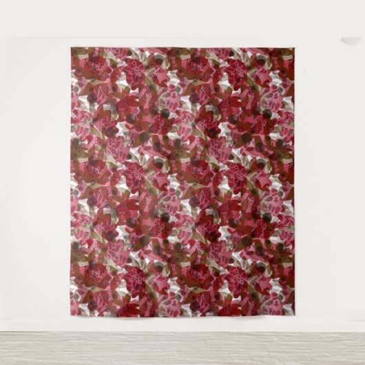Abstract schattig mooi rood bloemen bloemontwerp wandkleed (Voorkant)