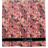 Abstract schattig mooi roze bloemen bloemontwerp douchegordijn (Voorkant)