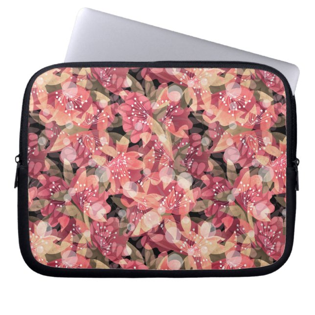 Abstract schattig mooi roze bloemen bloemontwerp laptop sleeve (Voorkant)