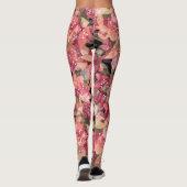 Abstract schattig mooi roze bloemen bloemontwerp leggings (Achterkant)