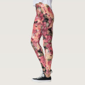Abstract schattig mooi roze bloemen bloemontwerp leggings (Links)