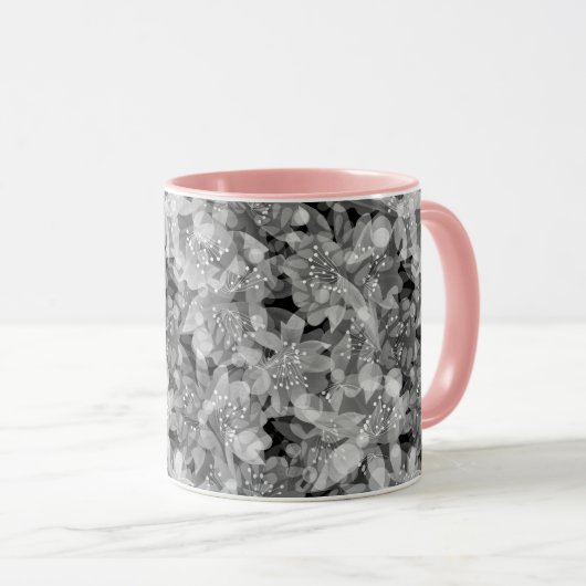 Abstract schattig mooi roze bloemen bloemontwerp mok (Voorkant rechts)