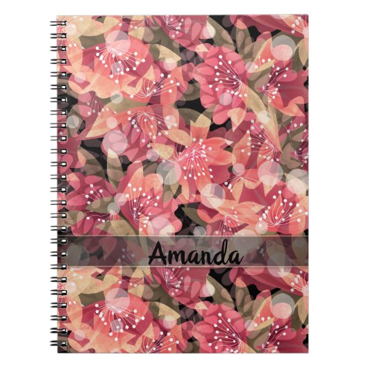 Abstract schattig mooi roze bloemen bloemontwerp notitieboek (Voorkant)