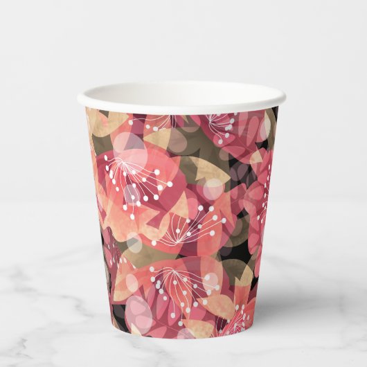 Abstract schattig mooi roze bloemen bloemontwerp papieren bekers (Voorkant)
