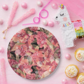 Abstract schattig mooi roze bloemen bloemontwerp papieren bordje (Feest)