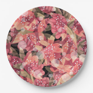 Abstract schattig mooi roze bloemen bloemontwerp papieren bordje