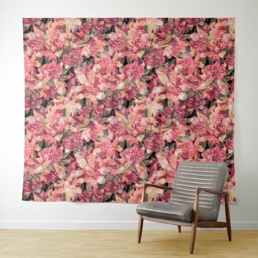 Abstract schattig mooi roze bloemen bloemontwerp wandkleed (In Situ (horizontaal))