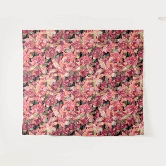 Abstract schattig mooi roze bloemen bloemontwerp wandkleed (Voorkant (horizontaal))