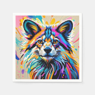 Abstract schattige grappige blij dier kunst ontwer servet