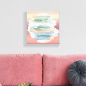 Abstract scheepsdoek – Sandy Beige, Dusty Blue & O Canvas Afdruk (Insitu (Woonkamer))