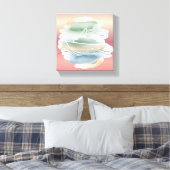 Abstract scheepsdoek – Sandy Beige, Dusty Blue & O Canvas Afdruk (Insitu (Slaapkamer))
