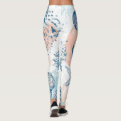 Abstract Scheepsvaart Strand Blauw Perzik Vervuild Leggings (Achterkant)