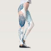 Abstract Scheepsvaart Strand Blauw Perzik Vervuild Leggings (Rechts)
