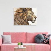 Abstract schilderdoek van een majestueuze leeuw canvas afdruk (Insitu (Woonkamer))