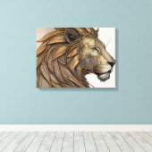 Abstract schilderdoek van een majestueuze leeuw canvas afdruk (Insitu (Houten vloer))