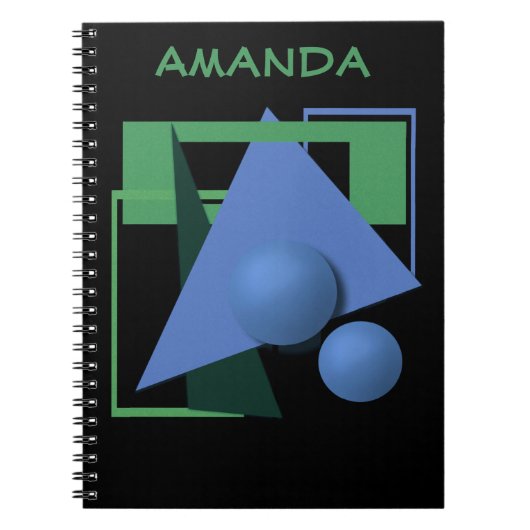 abstract schilderen, abstractie, groen en zwart notitieboek (Voorkant)