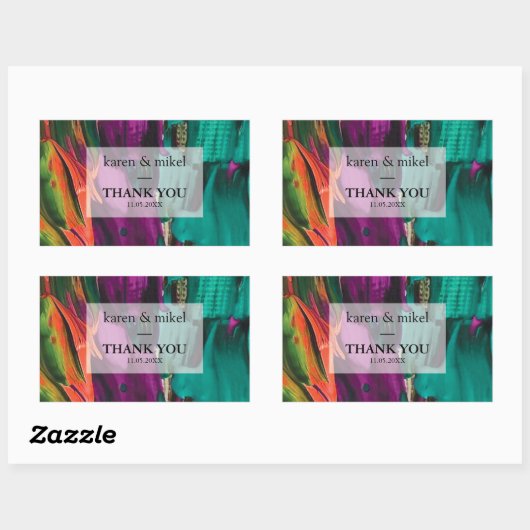 Abstract schilderen Acrylbruiloft Rechthoekige Sticker (Vel)