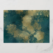 Abstract Schilderen Blauwgroen Gouden Huwelijk Sav Folie Uitnodiging (Achterkant)