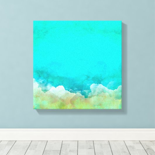 Abstract schilderen, blauwgroen, wit, pastel, mode canvas afdruk (Insitu (Houten vloer))