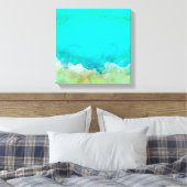 Abstract schilderen, blauwgroen, wit, pastel, mode canvas afdruk (Insitu (Slaapkamer))