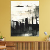 Abstract schilderen "Donker gestreamd". Canvas afd (Insitu (Woonkamer))