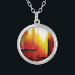 Abstract schilderen door Hizli Zilver Vergulden Ketting<br><div class="desc">Abstract schilderen in rood,  geel en zwart door Serdar Hizli</div>