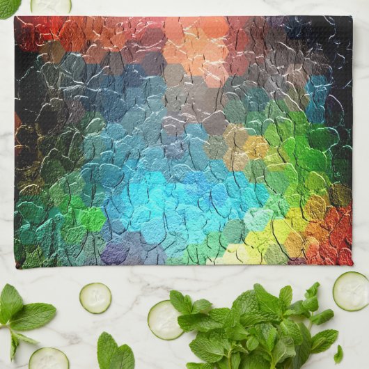 Abstract schilderen | Dynamische kleuren Theedoek (Gevouwen)