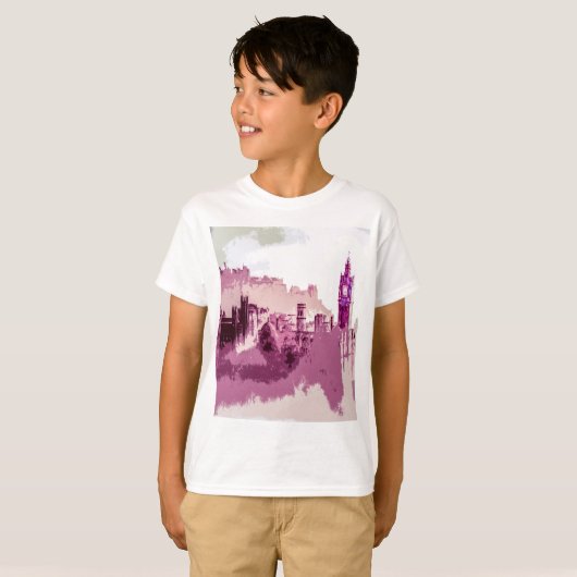 Abstract schilderen Edinburgh Capital van Schotlan T-shirt (Voorkant volledig)