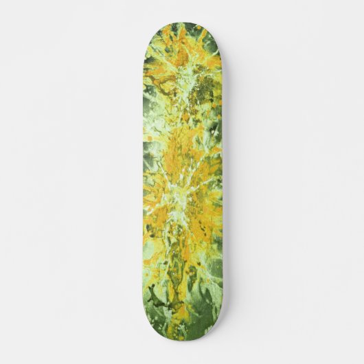 Abstract schilderen | geelgroene splattergrunge skateboard (Voorkant)
