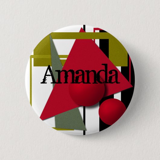 Abstract schilderen, geometrische vormen ronde button 5,7 cm (Voorkant)