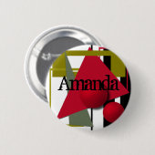 Abstract schilderen, geometrische vormen ronde button 5,7 cm (Voorkant /achterkant)