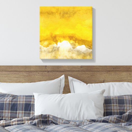 Abstract schilderen, goud, wit, grijs, modern canvas afdruk (Insitu (Slaapkamer))