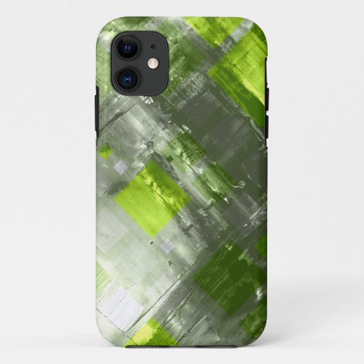 Abstract schilderen | Groene grijze vierkantjes Case-Mate iPhone Case (Achterkant)