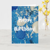 Abstract schilderen in blauw en wit, gelukkige ver kaart (Gele Bloem)