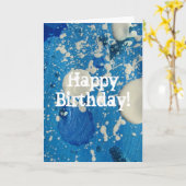 Abstract schilderen in blauw en wit, gelukkige ver kaart (Gele Bloem)