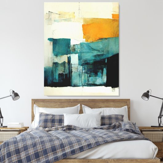 Abstract schilderen "Landschap met onmiddellijke r Canvas Afdruk (Insitu (Slaapkamer))