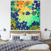 Abstract schilderen | Lentbloemen Canvas Afdruk (Insitu (Slaapkamer))