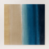 Abstract schilderen met de moderne Gold Blue-Water Legpuzzel (Horizontaal)