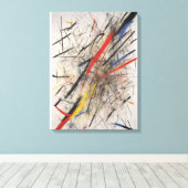 Abstract schilderen met rode en gele accenten canvas afdruk (Insitu (Houten vloer))