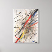 Abstract schilderen met rode en gele accenten canvas afdruk (Voorkant)