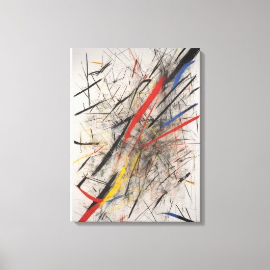 Abstract schilderen met rode en gele accenten canvas afdruk (Voorkant)