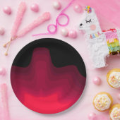 Abstract schilderen met zwarte en rode golven papieren bordje (Feest)