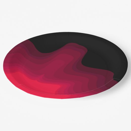 Abstract schilderen met zwarte en rode golven papieren bordje (Gekanteld)