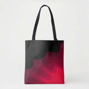 Abstract schilderen met zwarte en rode golven tote bag