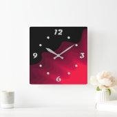 Abstract schilderen met zwarte en rode golven vierkante klok (Huis)